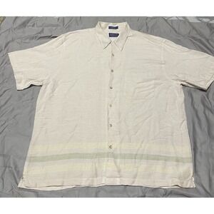 Pendleton Men's ‎ Button Up Shirt L Linen Rayon Short Sleeve